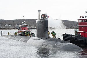 USS Oregon (SSN-793) pulls into Submarine Base New London in Groton, Connecticut (USA), on 1 March 2022 (220301-N-UM744-002).JPG