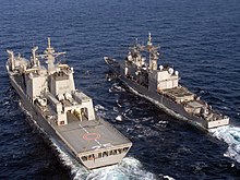 While in the Arabian Sea on 22 November 2006 - the Japanese fast combat support ship Mashu (left) conducts a replenishment at sea with USS Anzio US Navy 061122-N-8036C-215 The Japanese fast combat support ship JDS Mashu (AOE 425) conducts a replenishment at sea (RAS) with the guided-missile cruiser USS Anzio (CG 68).jpg