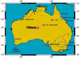 Ulurus läge i Australien