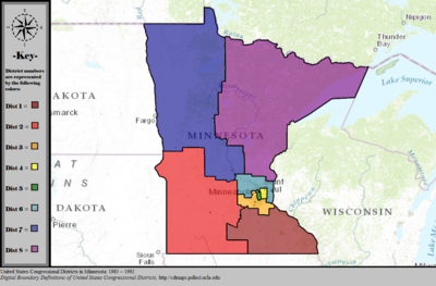 United States Congressional Districts i Minnesota, 1983 - 1992. tif