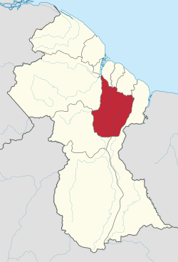 Map of Guyana showing Upper Demerara-Berbice region