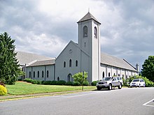 The Waldensian Presbyterian Church in the town of Valdese, North Carolina. This congregation belongs to the Presbyterian Church (USA). Waldensian Presbyterian Church.jpg