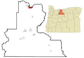 Wasco County Oregon Incorporated and Unincorporated areas City of The Dalles Highlighted.svg