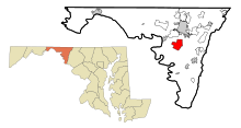 Washington County Maryland Incorporated and Unincorporated areas St. James Highlighted.svg
