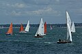Various yachts racing in the Solent off Cowes, Isle of Wight, during Cowes Week 2010. The photograph was taken from along the Esplanade (not to be confused with Princes Esplande).