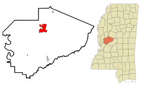 Yazoo County Mississippi Incorporated and Unincorporated areas Yazoo City Highlighted.svg