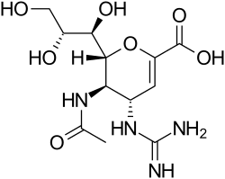 Zanamivir structure.svg