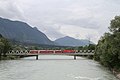 English: (missing text) One of the new Zillertalbahn trainsets running over the bridge over river Inn near Jenbach. Deutsch: (missing text) Eine der neuen Garnituren der Zillertalbahn auf der Brücke über den Inn bei Jenbach.