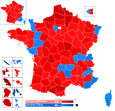 Election presidentielle francaise de 1988 T2 carte departements & regions.svg