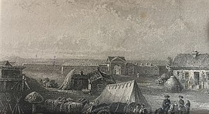 Укрепление Герзель-Аул (1864). Гравюра Уильяма Флойда.