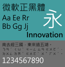 Sample of Microsoft JhengHei font