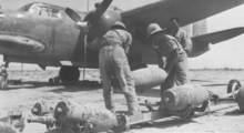 A 12 Squadron Boston medium bomber being armed in the Western Desert: 1942 12 Sqn SAAF Boston in Western Desert.png