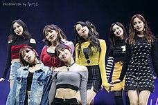 Twice performing "Knock Knock" during their showcase on October 30, 2017 171030 teuwaiseu LIKEY syokeiseu.jpg