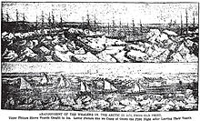Illustration of the whaling ships trapped by ice in September 1871 in the Whaling Disaster of 1871. 1871 Whaling Disaster.jpg