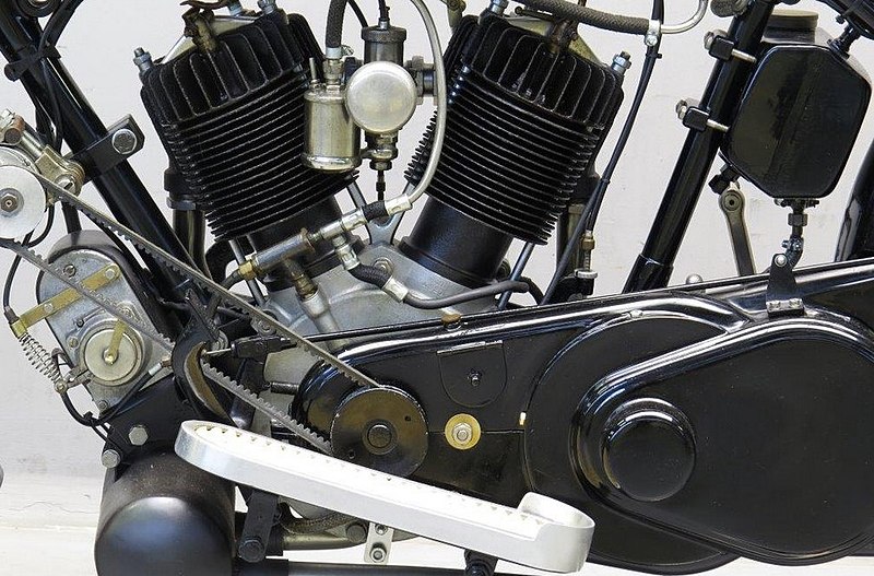 File:1921 AJS Model D Side valve V-twin engine left side.jpg