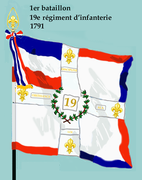 Drapeau du 1er bataillon du 19e régiment d'infanterie de ligne de 1791 à 1793