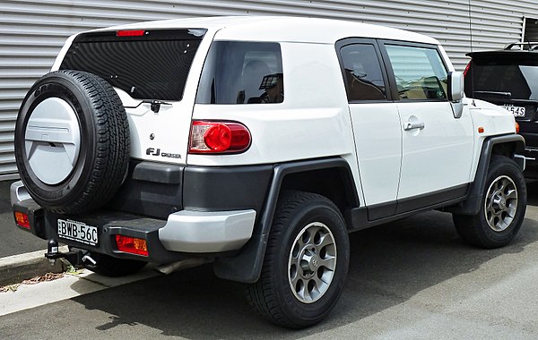 2011 FJ Cruiser right-hand drive variant with license plate located on the rear bumper (Australia)