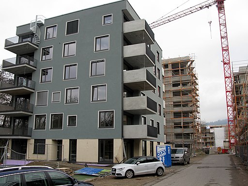 2018-01-07, Neubaugebiet Gutleutmatten-West in Freiburg-Haslach, Blick in die Magdalena-Gerber-Straße 2