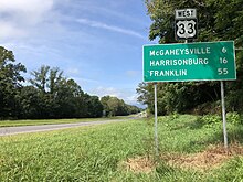 US 33 is the largest and busiest road in Elkton 2018-08-31 11 15 20 View west along U.S. Route 33 (Spotswood Trail) just wets of 5th Street in Elkton, Rockingham County, Virginia.jpg