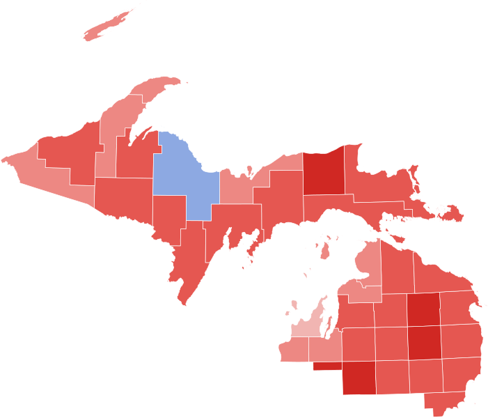 File:2022 U.S House of Representatives election in Michigan's 1st Congressional District results map by county.svg