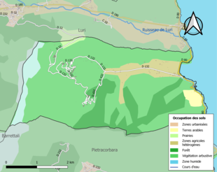 Kolorowa mapa przedstawiająca użytkowanie gruntów.