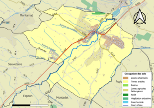 Barevná mapa znázorňující využití půdy.