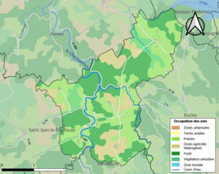 Barevná mapa znázorňující využití půdy.