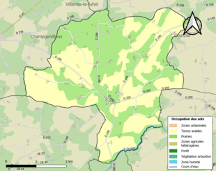 Kolorowa mapa przedstawiająca użytkowanie gruntów.