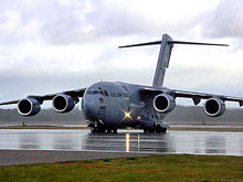 A C-17 Globemaster III taxi's during Crisis Look 2004, an exercise at the Alpena Combat Readiness Training Center here 16 October. The aircraft is assigned to the 62nd Airlift Wing at McChord Air Force Base, Washington