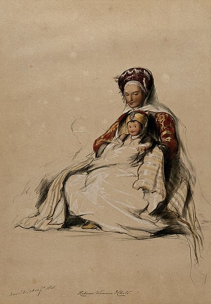 File:A Hebrew woman, seated, holding her child. Wellcome V0050635.jpg
