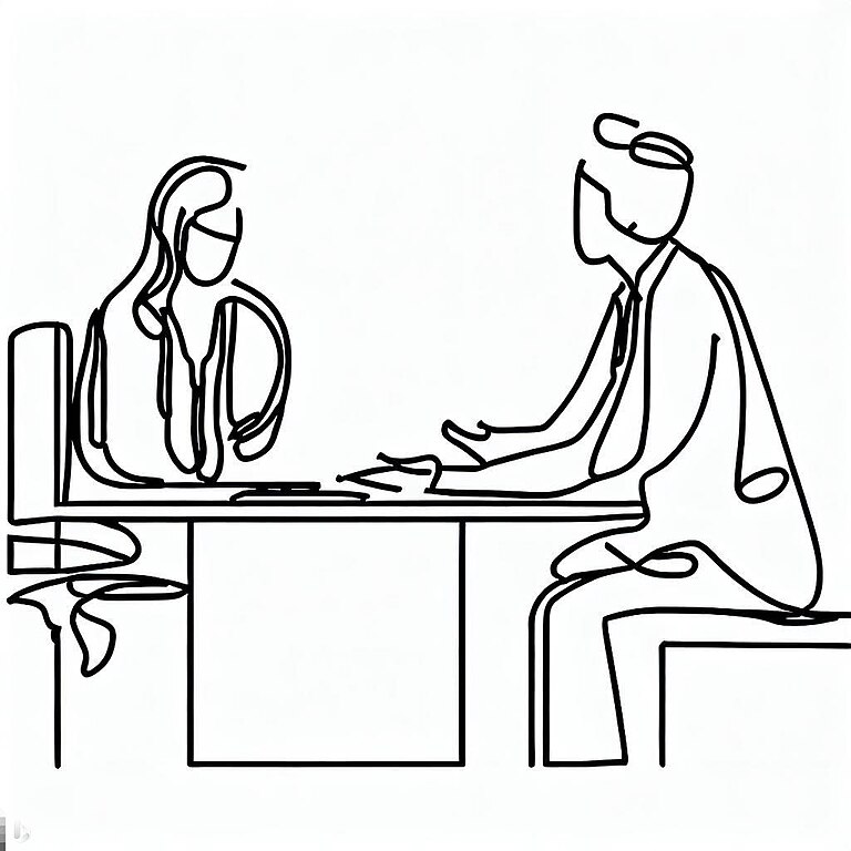 Single line drawing doctor with patient hi-res stock photography and images  - Alamy