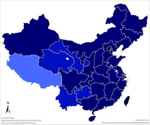 File:Administrative divisions of China by HDI (2017).svg