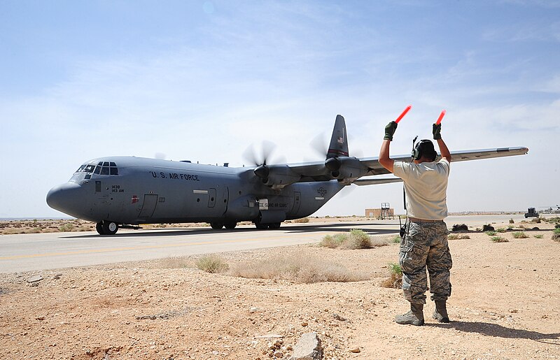 File:Airman marshals a C-130J (14205375010).jpg