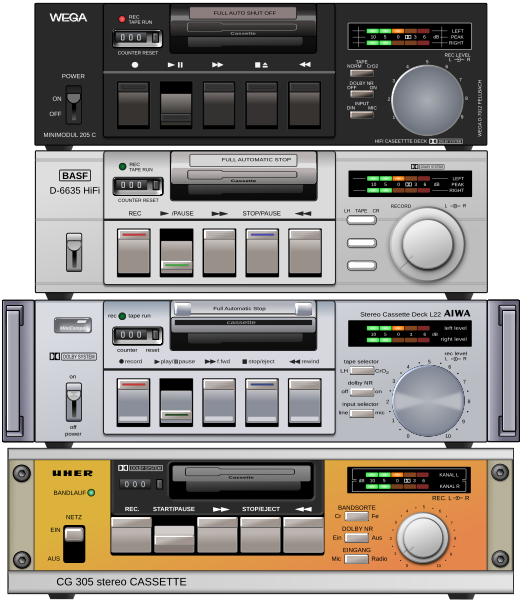 File:Aiwa-BASF-Uher-Wega tiny cassette decks (1979-1980) combined.svg