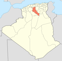 Map of Algeria highlighting Djelfa
