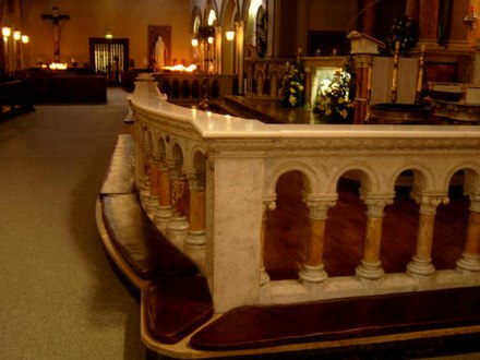 A set of altar rails in Saint Teresa's Carmelite Church, Dublin