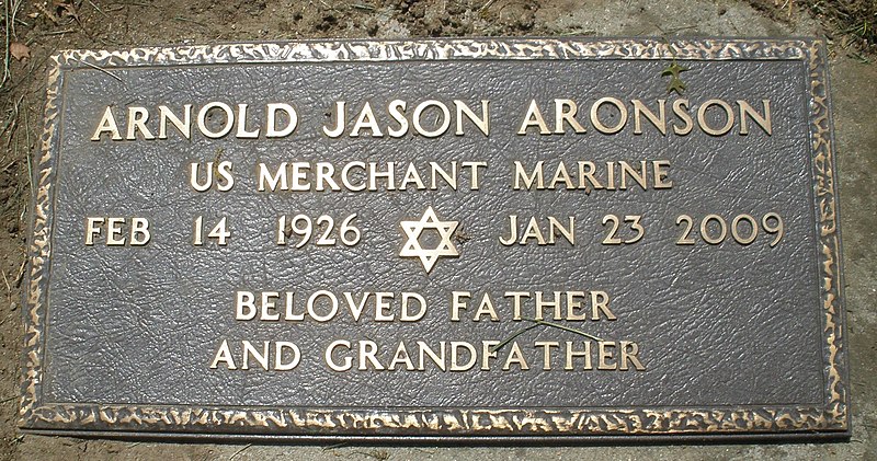 File:Arnold Jason Aronson - US Merchant Marine World War II Sharon Memorial Park.jpg