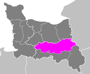 Arrondissement Argentan na mapě regionu Dolní Normandie