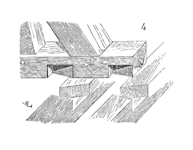 Dessin d'une sablière assemblée à l'aide d'une aronde. Issu du Dictionnaire raisonné de l'architecture française du XIe au XVIe siècle, par Eugène Viollet-Le-Duc, 1856.