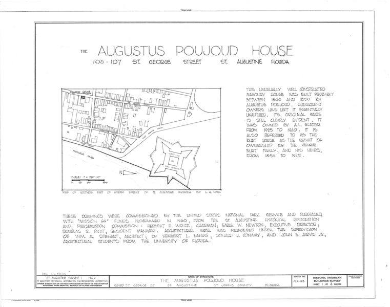 File:Augustus Poujoud House, 105-107 Saint George Street, Saint Augustine, St. Johns County, FL HABS FLA,55-SAUG,4- (sheet 1 of 4).png