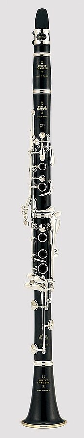 Clarinette Boehm standard, avec 17 clefs et 6 anneaux, développée en 1843 et brevetée par Hyacinthe Klosé et Louis Auguste Buffet