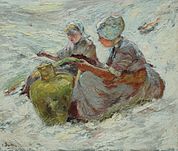 Twee vissersvrouwen in de duinen