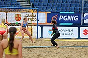 Deutsch: Beachhandball Europameisterschaften 2019 (Beach handball Euro); Tag 5: 6. Juli 2019 – Frauen, Platzierungsspiel für die Ränge 9–12, Deutschland-Polen 2:1 (22:23, 19:16, 7:6) English: Beach handball Euro; Day 5: 6 July 2019 – Placement Match/Cross Match for rank 9–12 Women – Germany-Poland 2:1 (22:23, 19:16, 7:6)