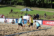 Deutsch: Beachhandball Europameisterschaften 2019 (Beach handball Euro); Tag 1: 2. Juli 2019 – Männer, Vorrunde Gruppe A, Deutschland-Norwegen 2:0 (22:14, 22:20) English: Beach handball Euro; Day 1: 2 July 2019 – Men Preliminary Round Group A – Germany-Norway 2:0 (22:14, 22:20)