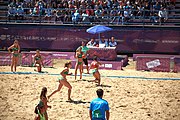 Deutsch: Beachhandball bei den Olympischen Jugendspielen 2018; Tag 4, 10. Oktober 2018; Mädchen, Vorrunde, Gruppe A - Ungarn-Chinese Taipei (Taiwan) 2:0 English: Beach handball at the 2018 Summer Youth Olympics at 10 October 2018 – Girls Preliminary Round Group A‎ – Hungary-Chinese Taipei 2:0