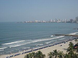 Coast of the bay at the city of Cartagena