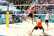 Deutsch: Beachvolleyball bei den Olympischen Jugendspielen 2018; Tag 8, 14. Oktober 2018; Mädchen, Achtelfinale – Mexiko-China 0:2 (15–21/16–21) English: Beach volleyball at the 2018 Summer Youth Olympics at 14 October 2018 – Girls Round of 16 – Mexico-China 0:2 (15–21/16–21)