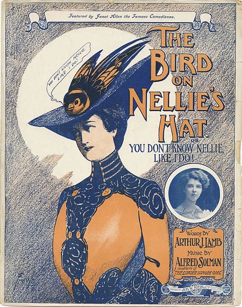 The Bird on Nellie's Hat sheet music cover, c. 1910