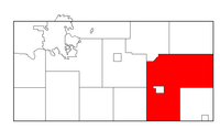 Location of Bridge Creek within Eau Claire County Bridge Creek, Wisconsin map.png