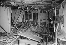 Aftermath of the failed 20 July plot to kill Hitler. Bundesarchiv Bild 146-1972-025-12, Zerstorte Lagerbaracke nach dem 20. Juli 1944.jpg